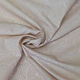 Плащова тканина лаке з флоковим принтом бежева, фото 6