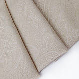 Плащова тканина лаке з флоковим принтом бежева, фото 2