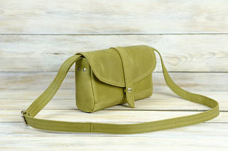 Жіноча сумка Мілана з натуральної шкіри колір Оливковий, фото 3