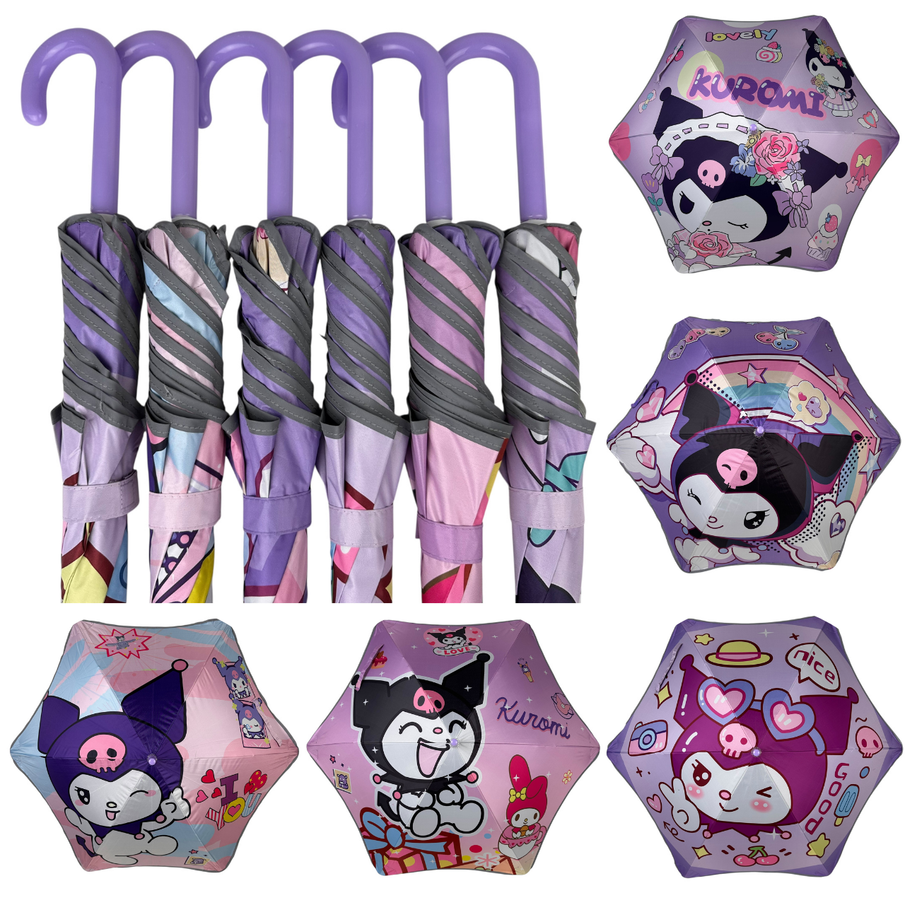 Оптом дитяча парасоля-тростина "Куромі" з світловідбиваючою стрічкою по краю купола на 4-10 років від "Mario", 309, фото 1