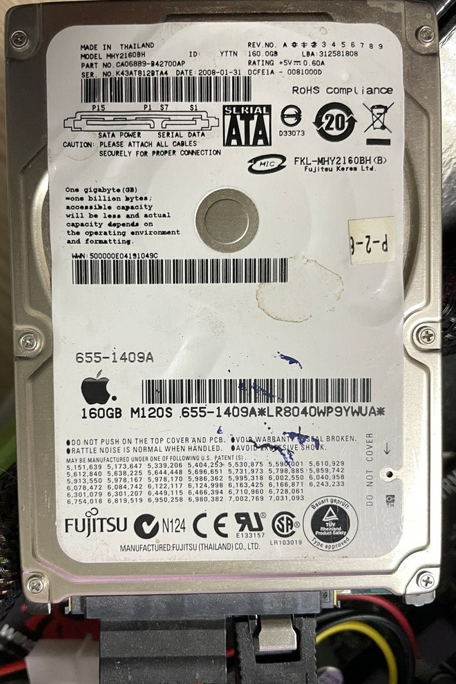 Жорсткий диск для ноутбука Fujitsu 160GB 5400об/м 8МБ 2.5" SATA, фото 1