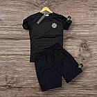 Чоловічий літній костюм Stone Island Футболка Шорти Кепка Сумка чорний із патчем Комплект Стон Айленд, фото 6