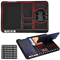 Органайзер килимок на торпеду авто 25х18см з тримачем для телефону / Антиковзкий килимок на панель приладів