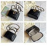 Жіноча сумка-косметичка 1032 Vanity Bag крос-боді чорна, фото 5