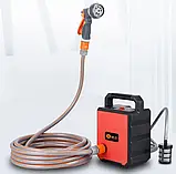 Акумуляторна помпа для води Pump-01 | 2 акумулятори, шланг 5 м, 8 режимів поливу, розпилювач, насос для поливу та миття, фото 2