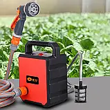 Акумуляторна помпа для води Pump-01 | 2 акумулятори, шланг 5 м, 8 режимів поливу, розпилювач, насос для поливу та миття, фото 8