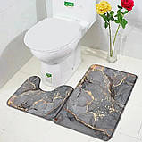 Набір килимків для ванної та туалету | 2 шт, мармуровий принт, антиковзні, вологостійкі, 75×45 та 45×38 см, фото 2