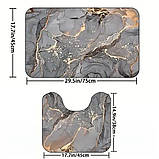 Набір килимків для ванної та туалету | 2 шт, мармуровий принт, антиковзні, вологостійкі, 75×45 та 45×38 см, фото 6