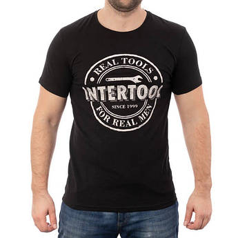 Футболка чорна бавовняна INTERTOOL SP-2202 базова модель розміру М