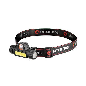 Налобний ліхтар XPE+COB INTERTOOL LB-0309 з акумулятором і магнітом