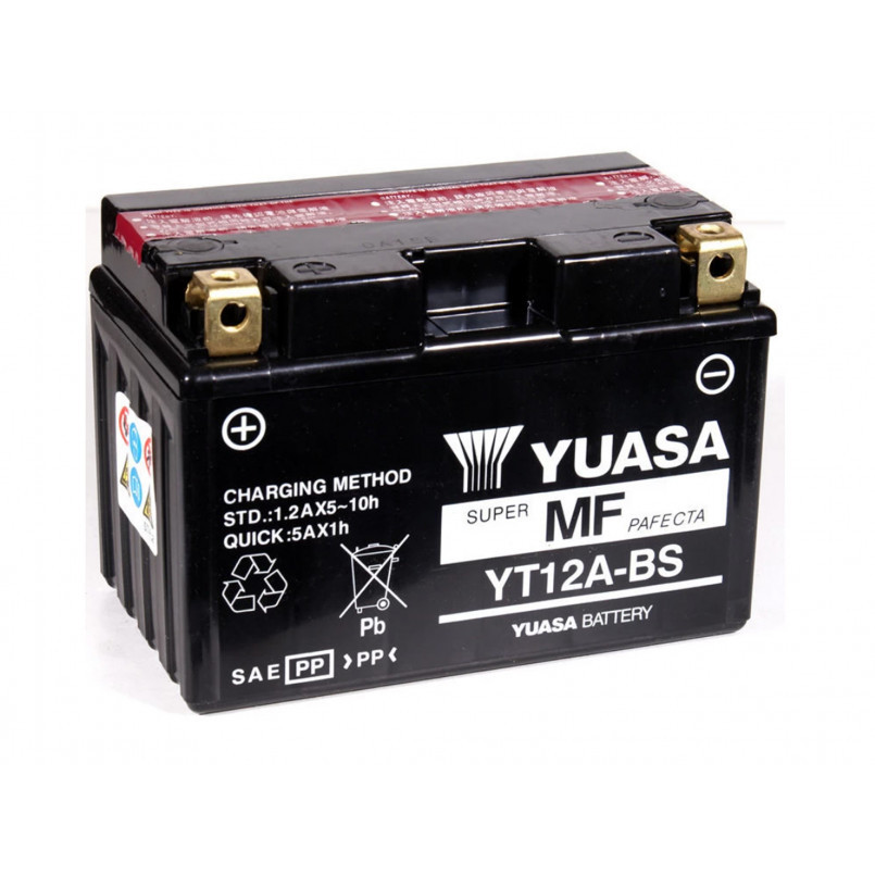 Мотоакумулятор Yuasa MF VRLA Battery 12В 10Ач 175А(EN) L+ YT12A-BS(сухозаряджений), фото 1