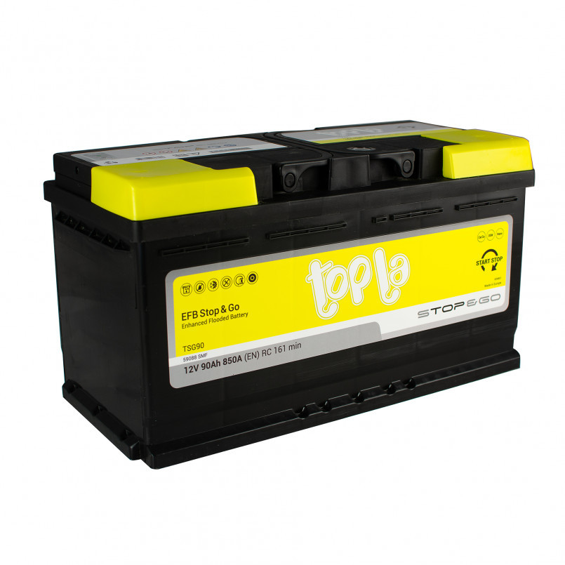 Автомобільний акумулятор Topla EFB Euro 12В 90Ач 90Ач 850А(EN) R+ 112 090, фото 1