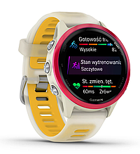 Годинник Garmin Forerunner 570 - 42mm Raspberry Aluminium with Translucent Bone/Mango Band