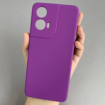 Чохол для Motorola Moto G04s силіконовий кейс чохол з мікрофіброю на телефон моторола мото г04с фіолетовий r4e, фото 1