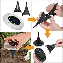 Садовий світильник на сонячній батареї 4 шт 8 діода, Садові ліхтарі, Світильники садові, фото 2