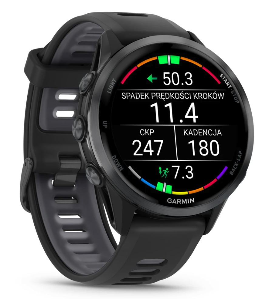 Годинник Garmin Forerunner 970 Carbon Grey DLC Titanium with Black Case and Black/Translucent Whitestone Band