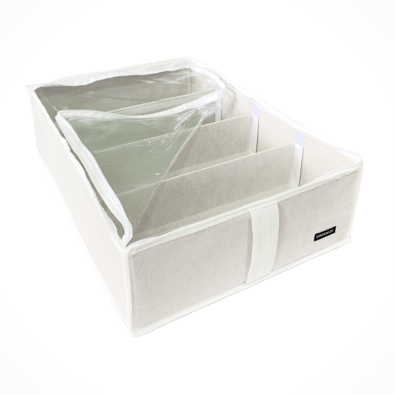 Органайзер для зберігання чобіт і демісезонного взуття зі знімними перегородками 50*35*14 см ORGANIZE (білий), фото 1