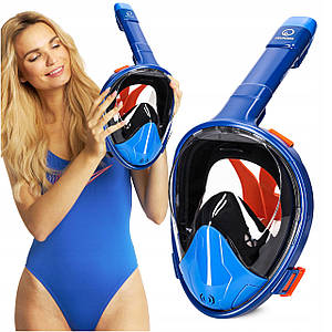 Маска для снорклінгу TSUNAMI повнолицева, зі складаною трубкою Size S/M Blue (P-5905973405454)