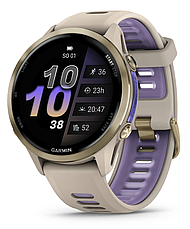 Годинник Garmin Forerunner 970 Soft Gold Titanium with French Grey Case and French Grey/Translucent Indigo Ban, фото 2