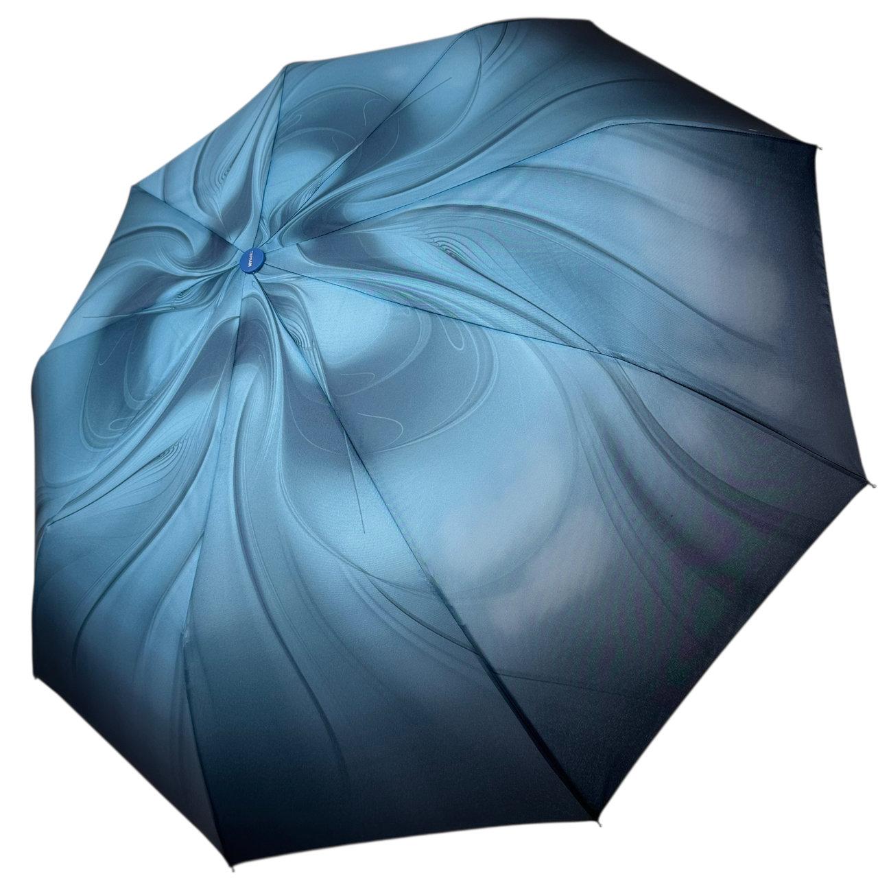 Жіноча парасоля напівавтомат з абстрактним принтом на 9 спиць від Toprain, синя ручка, ТОР 0637-3, фото 1