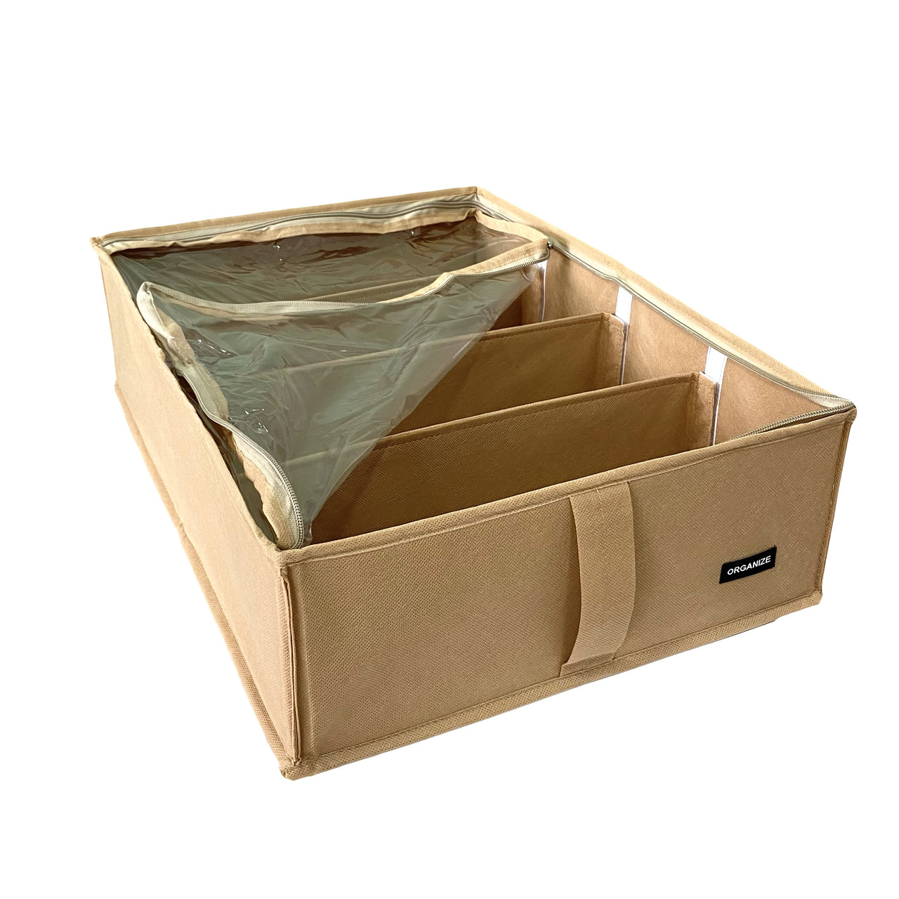 Бокс для зберігання на 4 відділення 50*35*14 см ORGANIZE (бежевий)