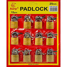 Набір навісних замків 12 шт, 25 мм на блістері AP12-25 MZOPT