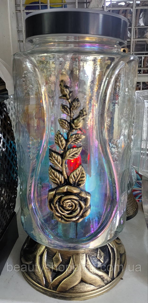 Лампадка сонячна на батареї з підставкою з трояндою Vestina