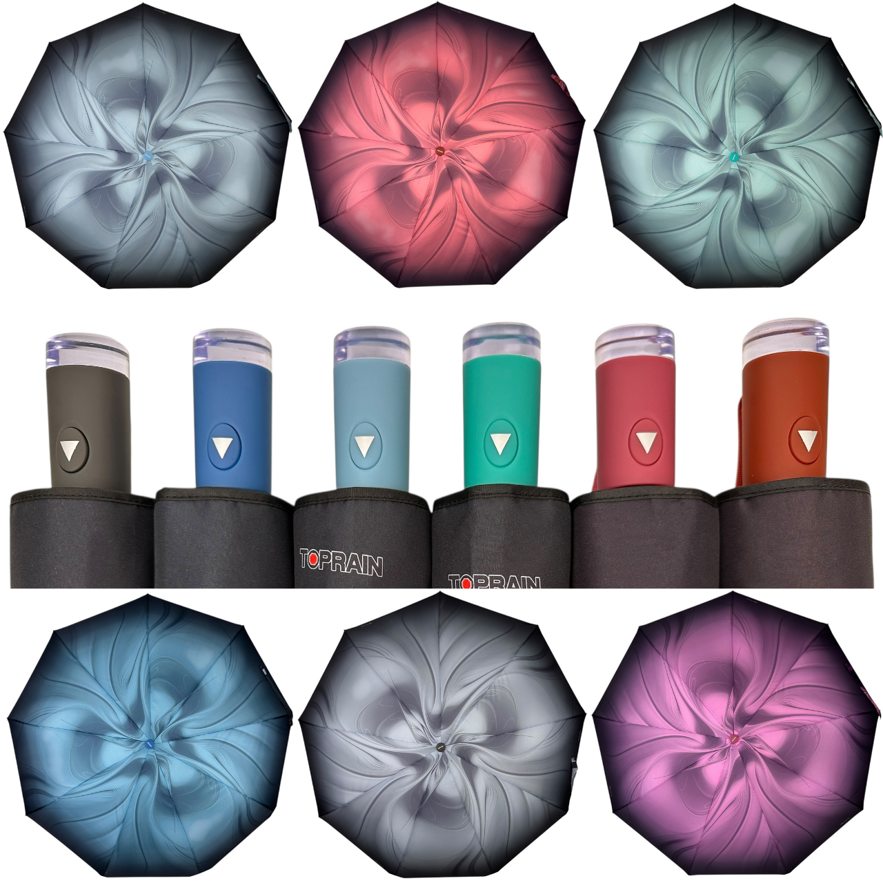 Оптом жіноча парасоля напівавтомат з абстрактним принтом на 9 спиць від Toprain, різні кольори, ТОР 637
