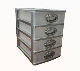 Комод міні п/е 4-ярусний, металік сірий