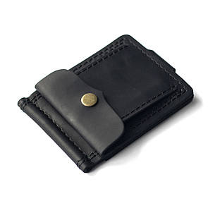 Затискач для грошей шкіряний BUT Black з монетницею