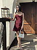 Жіноча коротка шовкова сукня комбінаця Бордовий, фото 4