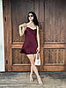 Жіноча коротка шовкова сукня комбінаця Бордовий, фото 5