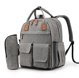 Рюкзак для мам з пелюшкою, термочохлом та відділенням для ноутбука 42×30×18 см Світло-сірий