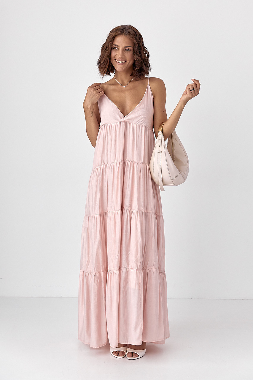 Вільний сарафан у смужку — рожевий колір, M/L (є розміри), фото 1