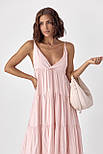Вільний сарафан у смужку — рожевий колір, M/L (є розміри), фото 3