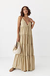 Вільний сарафан у смужку — хакі колір, XS/S (є розміри), фото 5