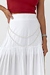 Довга спідниця з прикрасою з перлів — білий колір, M (є розміри), фото 4