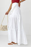 Довга спідниця з прикрасою з перлів — білий колір, M (є розміри), фото 5