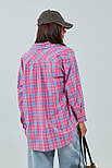 Жіноча картата сорочка з кишенею — рожевий колір, L (є розміри), фото 2