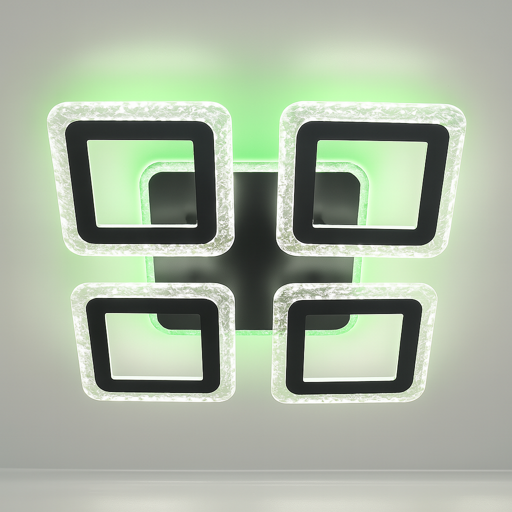 Квадратна Люстра Лед Esllse 70W до 16 м² колір Чорний 10416, фото 1