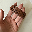 Браслет-манжета плетений із натуральної шкіри ручної роботи застібається на кнопку, фото 4