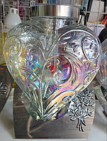 Лампадка на сонячній батареї з підстакою серце з трояндою Vestina