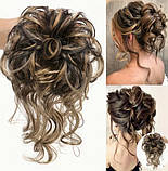 Резинка пучок для волосся – темно русявий з мілеруванням, фото 5