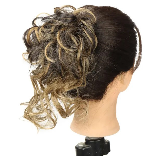 Резинка пучок для волосся – темно русявий з мілеруванням, фото 1