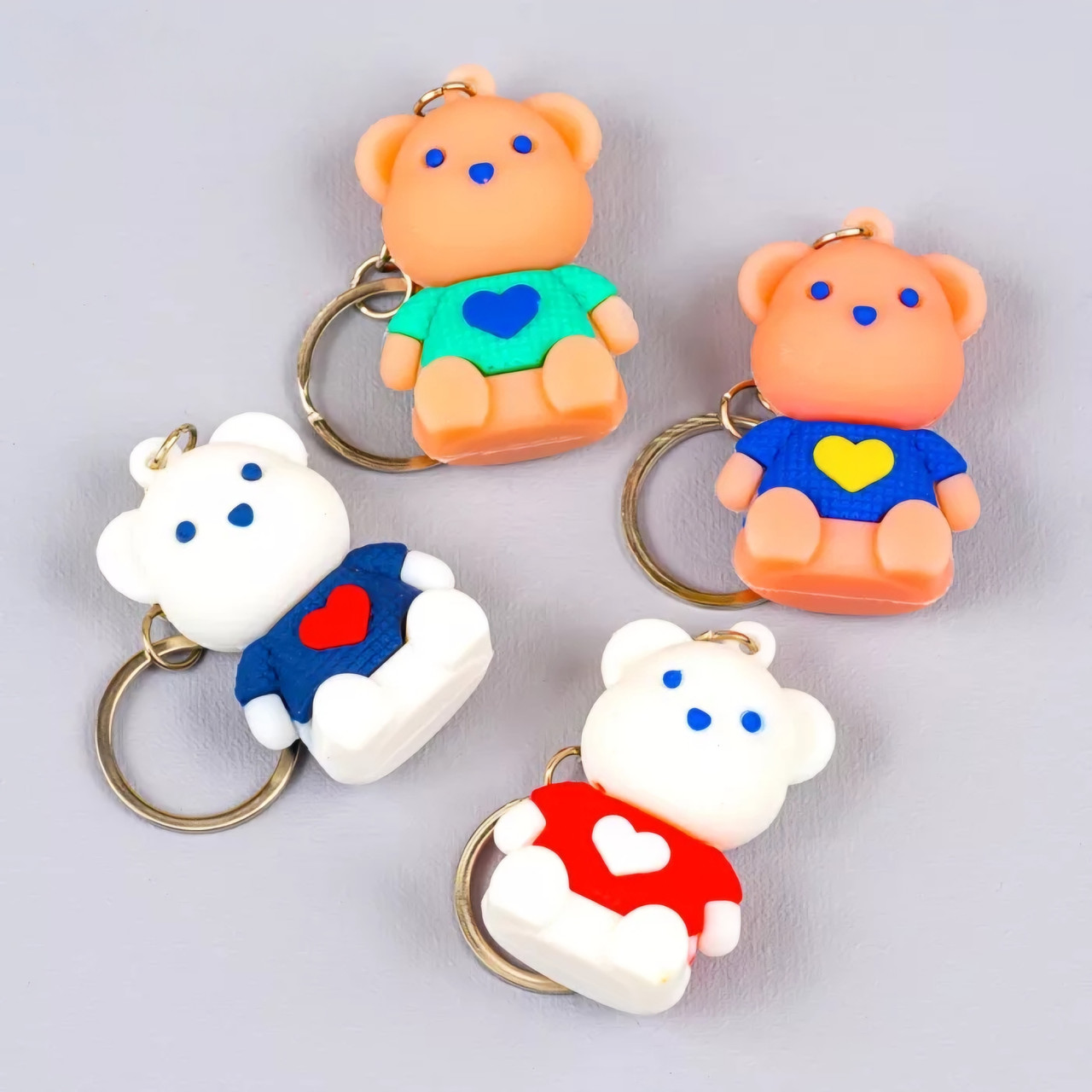 Гумові брелоки Ведмедики для ключів, 12 шт упаковка, фото 1