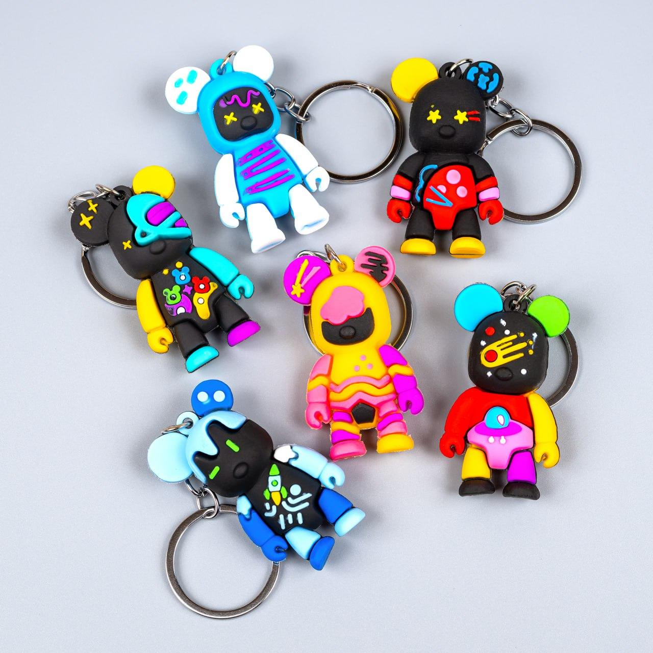 Гумовий брелок Ведмедики брикс кольорові, 12 шт в упаковці, фото 1