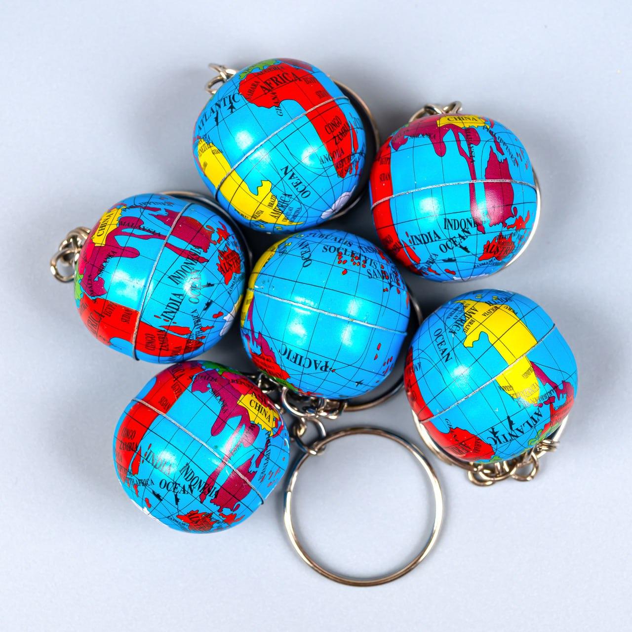 Брелок Глобус металевий для ключів, 12 шт упаковка, фото 1