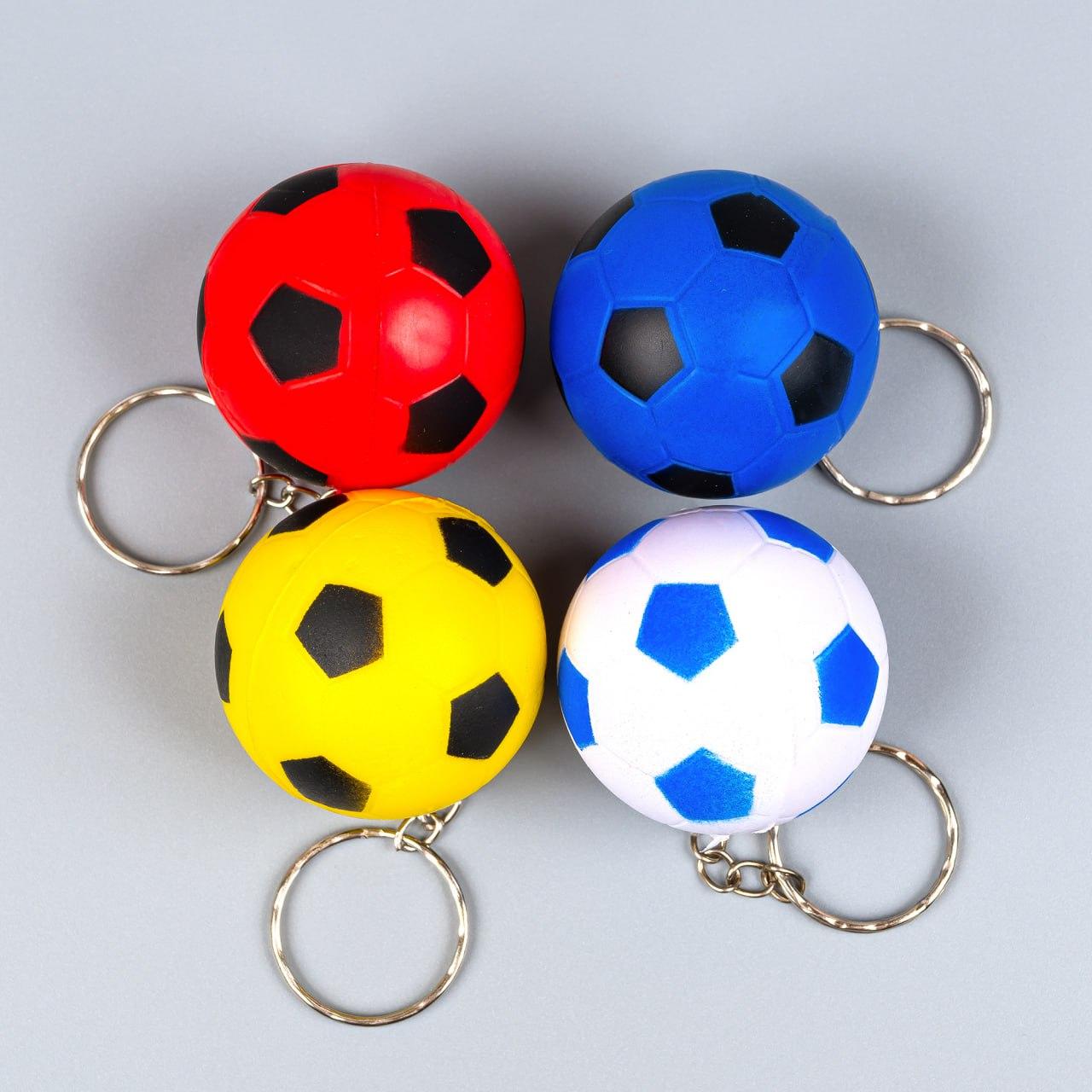 Брелки м'ячі Футбол м'які для ключів кольорові, 12 шт упаковка, фото 1