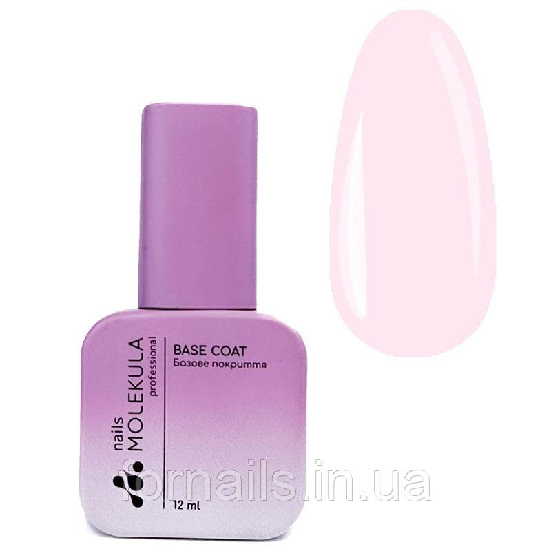 Molekula Rubber Base Nude - Pastel - камуфляжна база (світло-рожевий, емаль), 12 мл, фото 1