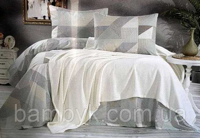 Літній комплект Romeo Home "Palitra" з в'язаним покривалом простирадла дві наволочки 100% бавовна Туреччина